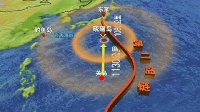 Chuỗi đảo thứ hai thường đề cập đến không gian giữa Nhật Bản và Micronesia. Trong học thuyết quân sự của Trung Quốc, các vùng biển và lãnh thổ ngoài khơi bờ biển phía đông của Trung Quốc được chia thành ba vùng liên kết với nhau, hay còn gọi là “chuỗi” đảo.