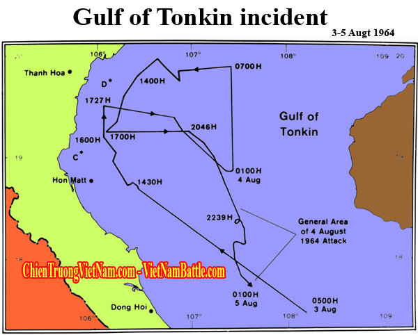 Thực tế tàu khu trục USS Maddox đã xâm phạm lãnh hải của Việt Nam Dân chủ cộng hòa tại khu vực Hòn Mê và Lạch Trường vào lúc 14 giờ 52 ngày 2/8. Cụ thể hơn, ngày 2/8 tàu USS Maddox chỉ cách bờ biển Thanh Hóa 9 km nằm trong lãnh hải của Việt Nam.