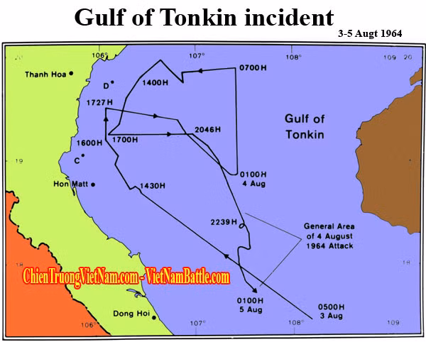 Thực tế tàu khu trục USS Maddox đã xâm phạm lãnh hải của Việt Nam Dân chủ cộng hòa tại khu vực Hòn Mê và Lạch Trường vào lúc 14 giờ 52 ngày 2/8. Cụ thể hơn, ngày 2/8 tàu USS Maddox chỉ cách bờ biển Thanh Hóa 9 km nằm trong lãnh hải của Việt Nam.