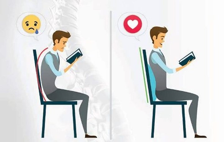 Tư thế xấu: Tư thế xấu có thể làm hỏng cột sống của bạn bằng cách gây lệch cột sống và làm tăng căng thẳng trên đầu gối của bạn. Khi ngồi ghế, hãy ngồi thẳng lưng và tạo một góc 90 độ ở đầu gối. Bắt đầu kéo hơi thở từ dạ dày, lồng ngực mở ra và ép hai bả vai lại với nhau. Một tư thế ngồi đúng là cách tốt nhất và đơn giản nhất cho sức khỏe của bạn.