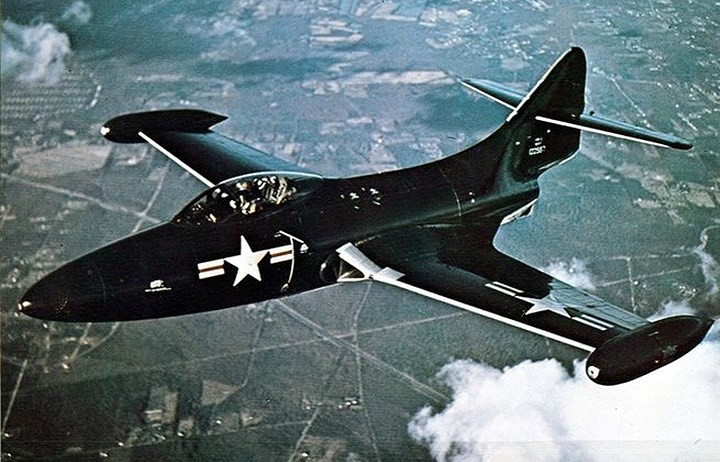 Grumman F9F Panther là tiêm kích được hải quân Mỹ sử dụng nhiều nhất trong Chiến tranh Triều Tiên.