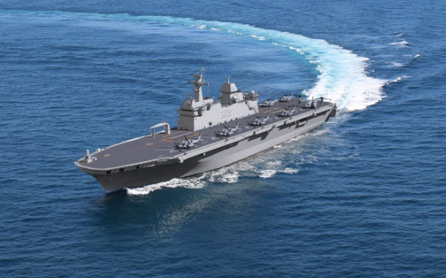 Mặc dù được coi là tàu đổ bộ mang trực thăng, tuy nhiên tối đa các tàu đổ bộ lớp Dokdo chỉ mang theo được tối đa 10 máy bay trực thăng. Nguồn ảnh: Chosul.