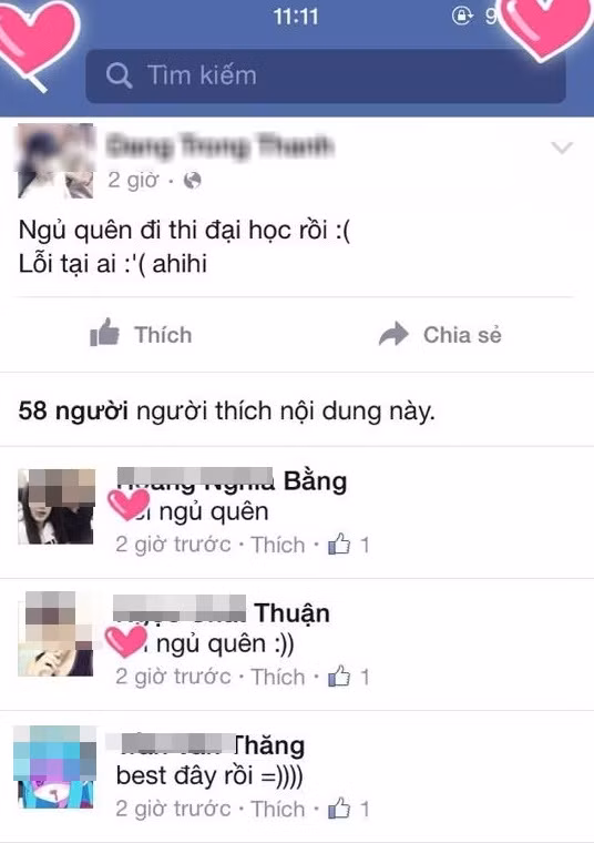 Câu chuyện về những thí sinh bỏ thi chỉ vì... ngủ quên cũng khiến dân mạng có được những trận cười không ngớt. Một số sĩ tử bá đạo đến mức, đã ngủ quên không đi thi nhưng vẫn lên mạng cười nói, khoe về sự thờ ơ của mình hoặc đổ lỗi cho người khác.