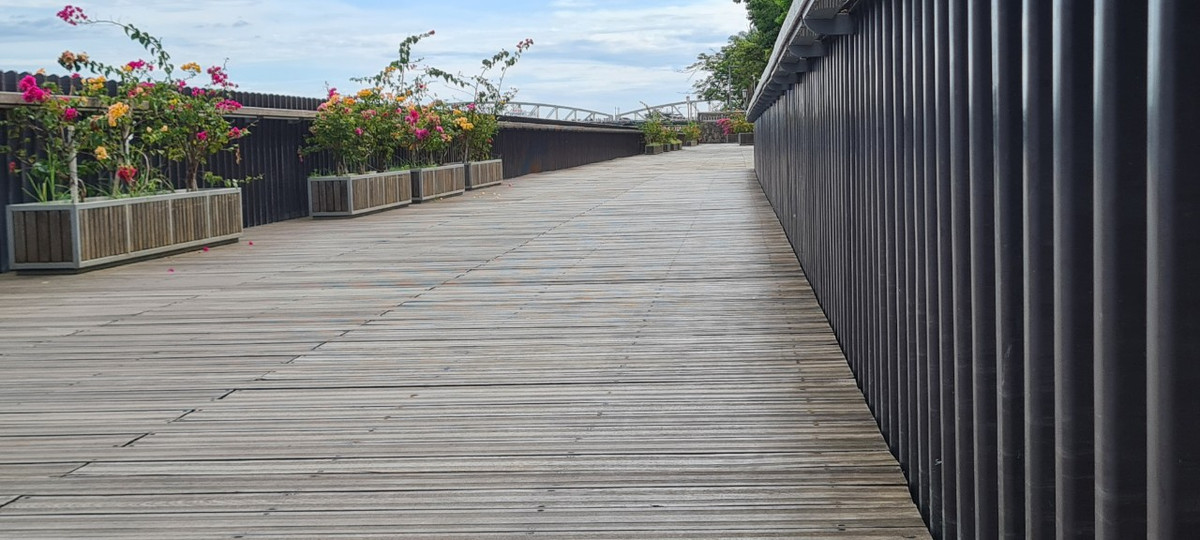 Gỗ lim cũng mang lại cho cây cầu một mùi hương dịu nhẹ rất đặc trưng, khiến du khách vừa tản bộ vừa có cảm giác thư giãn và thoải mái.