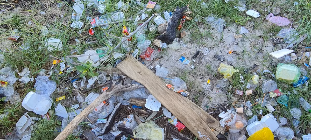 Lâu ngày không được thu gom, rác khô dồn ứ ở ven bờ...