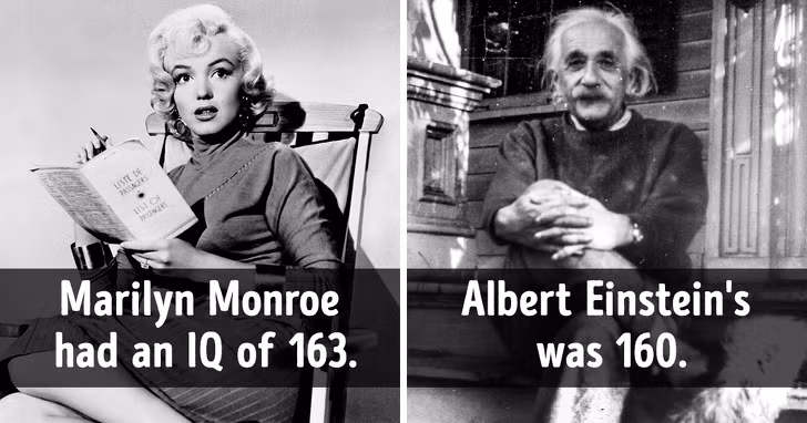 Cụ thể, Marilyn Monroe có chỉ số IQ là 163 - 168, cao hơn chỉ số IQ Albert Einstein là 160.