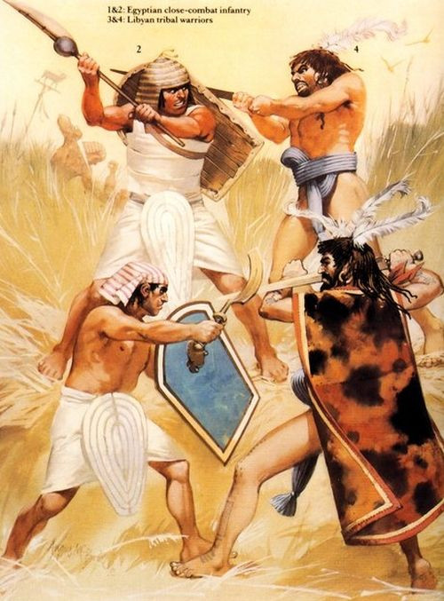 Lực lượng quân đội của Ai Cập thời cổ đại được trang bị những bộ áo giáp, khiên bảo vệ...