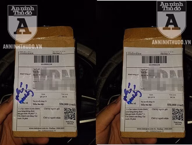 Mã gói hàng lừa đảo cho thấy đối tượng gửi sống ở Hà Nội. Chúng giao dịch theo hình thức nhờ đơn vị vận chuyển thu tiền hộ, song đi kèm yêu cầu "không được mở hộp xem sản phẩm"