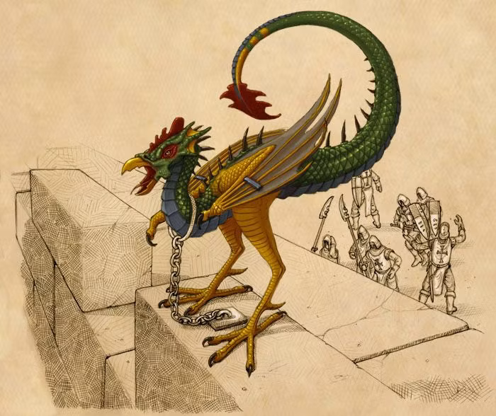 Quái thú Basilisk có thể giết chết người chỉ với một cái nhìn. Tuy nhiên, tiếng gáy của gà trống có thể giết chết quái thú Basilisk ngay lập tức.