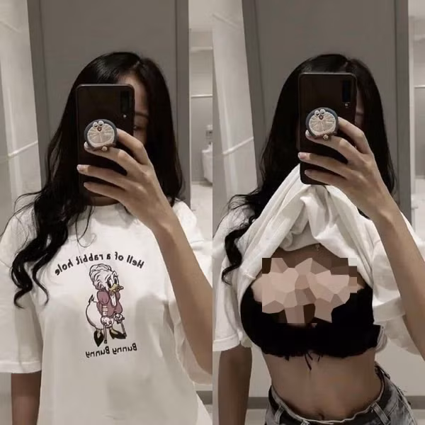 Bình thường, người mặc thường được khuyến khích chọn nội y cùng để tránh hớ hênh khi diện áo sơ mi trắng. Thế nhưng, mỹ nhân người Hàn này lại cố tình chọn nội y đen để “tạo nét”.