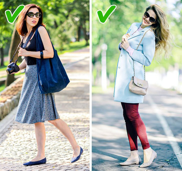 Kết hợp giày ballet với váy. Giày ballet đế bệt sẽ thích hợp để diện với váy chữ A, quần short hoặc quần jean. Tuy nhiên, để giúp bàn chân trông dài hơn, bạn nên chú ý mua loại giày ballet có mũi, chút đế để tôn chiều cao.