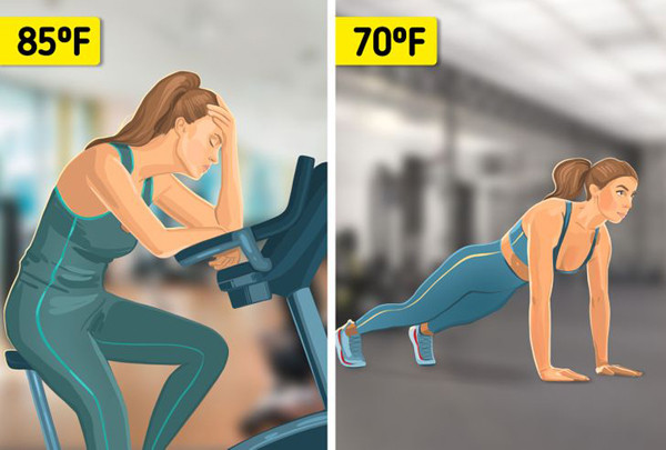 Nhiệt độ lý tưởng để tập thể thao. Tập thể dục giúp bạn tỉnh táo, tập trung hơn. Để tập luyện hiệu quả nhất, bạn nên điều chỉnh nhiệt độ khoảng 68ºF - 72ºF (20ºC - 22ºC).
