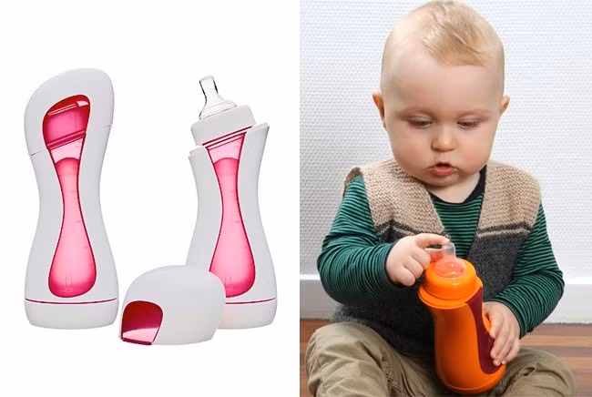 Chai tự làm nóng. Chai này cho phép hâm nóng thức uống của bé ở bất cứ nơi nào mà không cần dây điện. Nó có thể làm nóng một cái gì đó chỉ trong 4 phút bằng cách sử dụng hộp mực sử dụng một lần chỉ chứa muối và nước. Nhiệt độ tối đa mà nó có thể đạt được là 37 ° С.