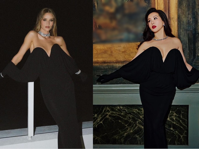 Thu Hoài gợi cảm không kém cạnh một người mẫu nước ngoài khi "đụng hàng".