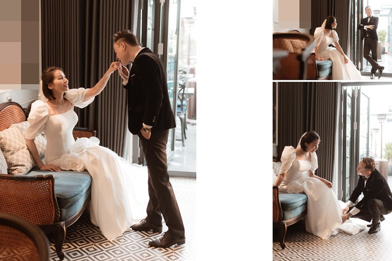 Mai Huế và Tùng Dương tình tứ khi chụp ảnh cưới.