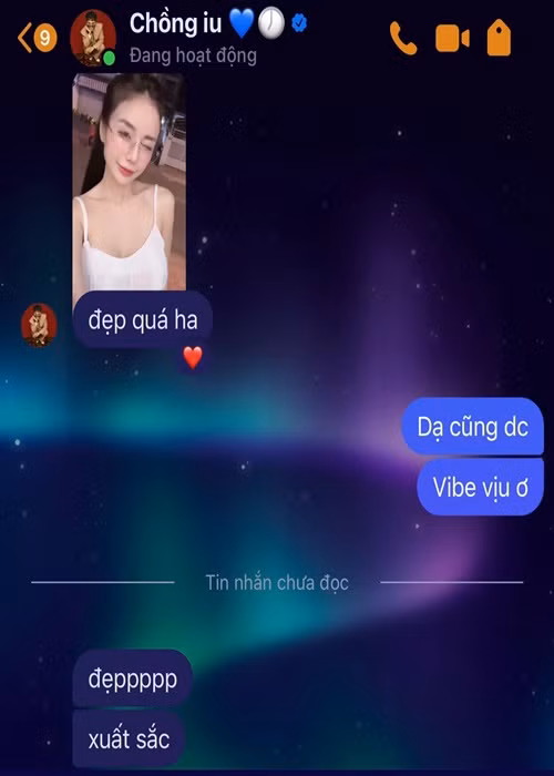 Bảo Ngọc khoe tin nhắn Đạt G hết lời khen ngợi nhan sắc của cô. Ảnh: FB Bảo Ngọc.