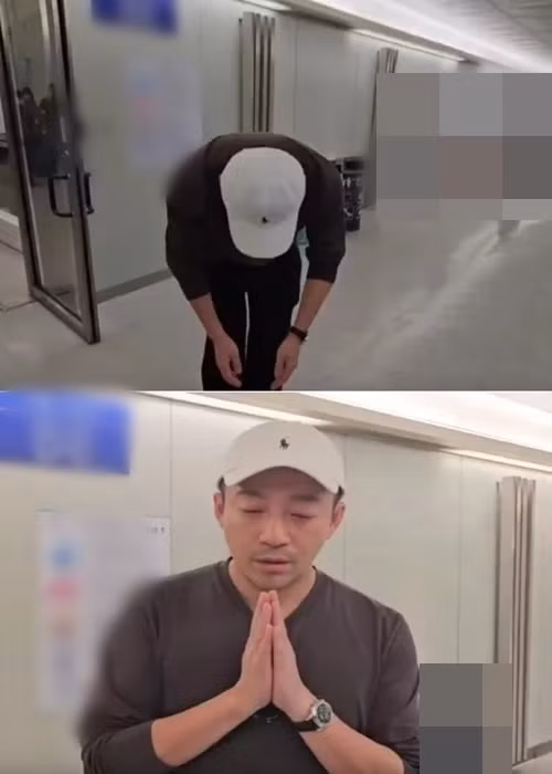 Nam doanh nhân cúi đầu bày tỏ với giới truyền thông: "Xin mọi người hãy chia sẻ những điều tốt đẹp về Từ Hy Viên". Ảnh: Weibo.