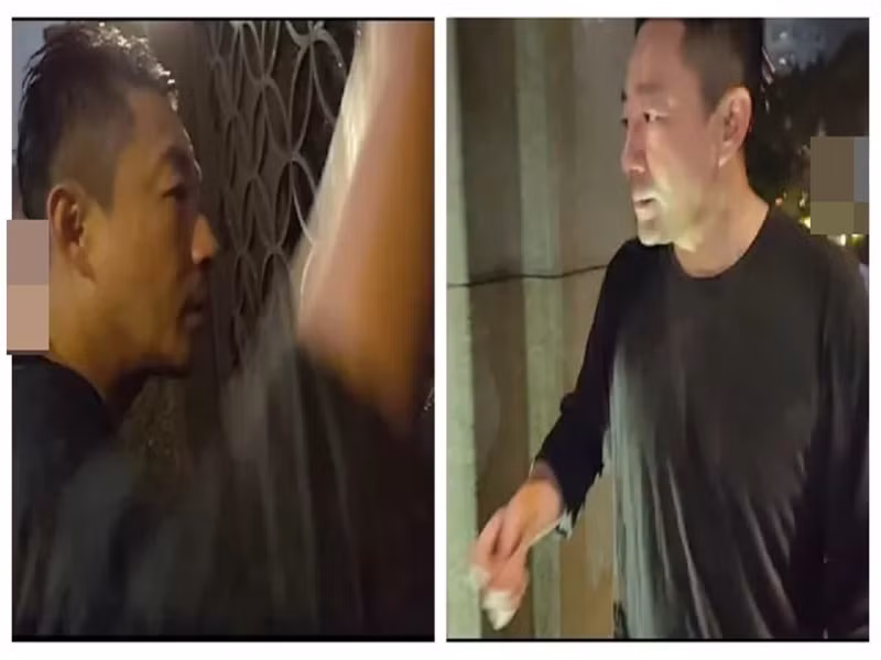 Uông Tiểu Phi dầm mưa rồi trở lại biệt thự. Ảnh: Ctwant.