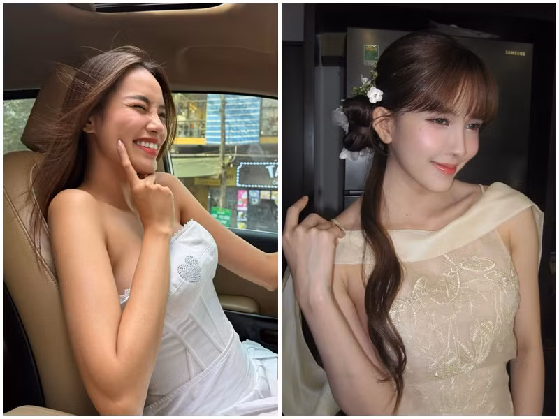 Lê Hoàng Phương thừa nhận nhan sắc "dao kéo" trong khi đó, Thiều Bảo Trâm không thừa nhận hay phủ nhận nghi vấn sửa mũi. Ảnh: FB Thiều Bảo Trâm, Lê Hoàng Phương.