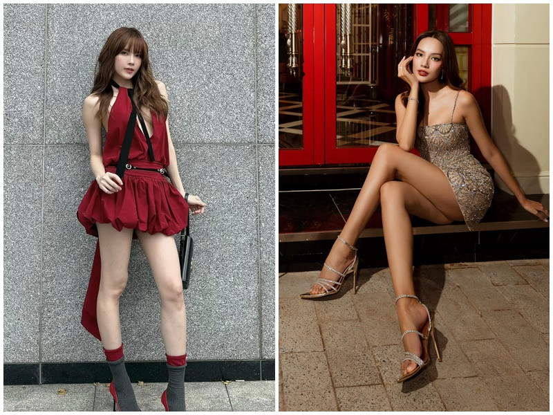 Thiều Bảo Trâm và Lê Hoàng Phương đều chăm tập luyện giữ dáng. Thiều Bảo Trâm từng chia sẻ trên Vietnamnet: "Dù bận rộn đến đâu Trâm vẫn sẽ dành thời gian trong ngày để tập yoga, tập nhảy để giữ được vóc dáng. Trâm rất thích Lisa, đặc biệt là body của cô ấy, nên Trâm luôn nỗ lực phấn đấu thật nhiều để được như họ". Ảnh: FB Thiều Bảo Trâm, Lê Hoàng Phương.