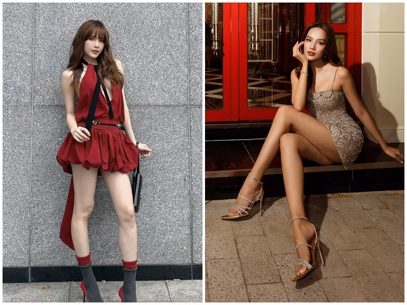 Thiều Bảo Trâm và Lê Hoàng Phương đều chăm tập luyện giữ dáng. Thiều Bảo Trâm từng chia sẻ trên Vietnamnet: "Dù bận rộn đến đâu Trâm vẫn sẽ dành thời gian trong ngày để tập yoga, tập nhảy để giữ được vóc dáng. Trâm rất thích Lisa, đặc biệt là body của cô ấy, nên Trâm luôn nỗ lực phấn đấu thật nhiều để được như họ". Ảnh: FB Thiều Bảo Trâm, Lê Hoàng Phương.