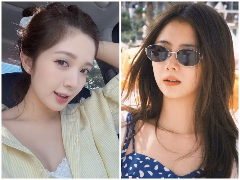 Ngọc Huyền năm nay 28 tuổi còn Đàm Tùng Vận 35 tuổi. Cả hai chỉ trông như 17-18 tuổi. Ảnh: Weibo Đàm Tùng Vận, FB Ngọc Huyền.