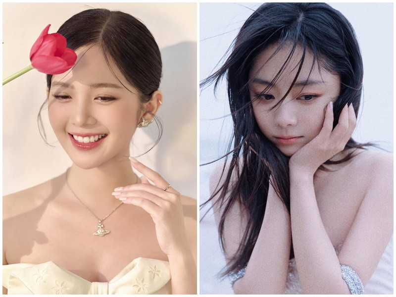 2 mỹ nhân gợi cảm không kém cạnh nhau khi mặc táo bạo. Ảnh: Weibo Đàm Tùng Vận, FB Ngọc Huyền.