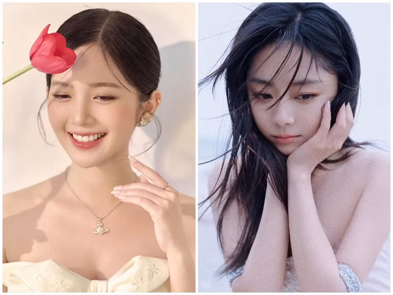 2 mỹ nhân gợi cảm không kém cạnh nhau khi mặc táo bạo. Ảnh: Weibo Đàm Tùng Vận, FB Ngọc Huyền.