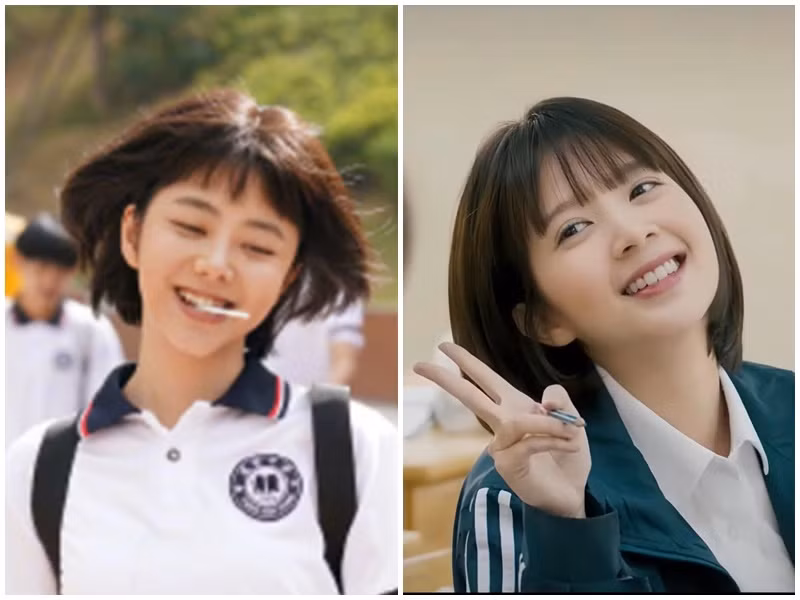 Ngọc Huyền và Đàm Tùng Vận thể hiện hình ảnh thời đi học của nhân vật chính. Ảnh: Công Luận, FB Ngọc Huyền.