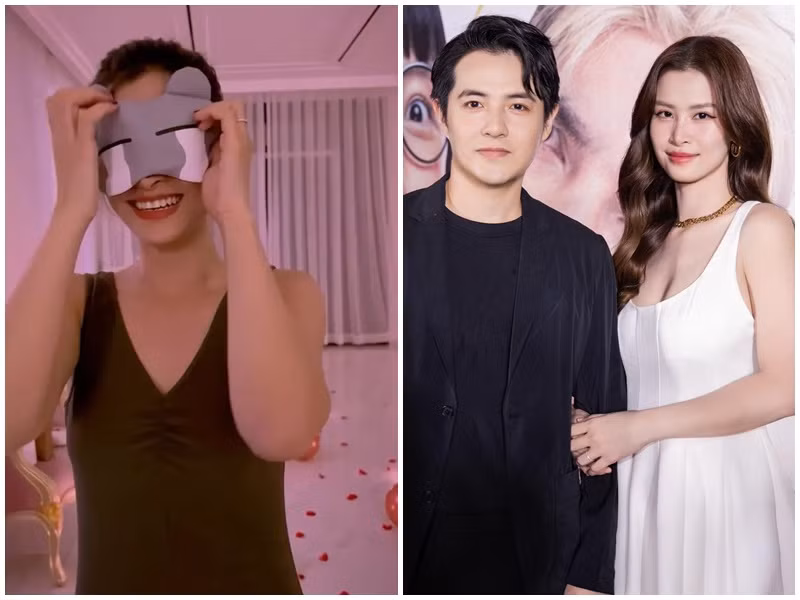 Năm 2023, Ông Cao Thắng bịt mắt Đông Nhi để khiến vợ bất ngờ về món quà Valentine. Ảnh: Thương Hiệu Pháp Luật.