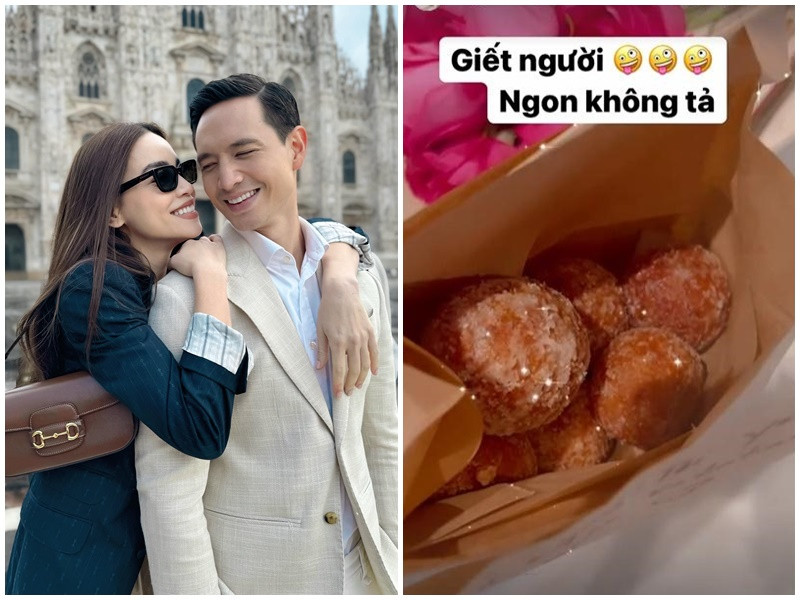 Dịp Valentine 2022, Kim Lý tặng Hồ Ngọc Hà bánh rán đường. Ảnh: Phụ Nữ Sức Khỏe, FB Kim Lý.