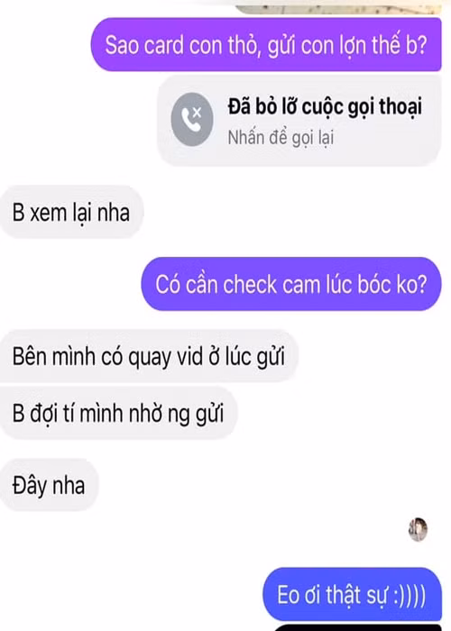 "Mình rất không thích cảm giác mua 1 đằng nhận 1 nẻo, không phải vô tình mà 1 sản phẩm lại gặp quá nhiều chuyện như thế đúng không ạ? May món tiền không quá lớn, mình xác định là của đi thay người rồi, chỉ muốn đăng lên để cảnh báo những ai yêu túi mù chân chính thôi", Huyền My cho hay. Ảnh: FB Huyền My.