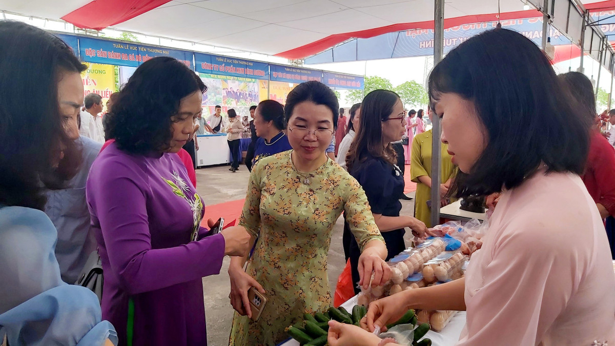 Các đại biểu thăm các gian hàng quảng bá sản phẩm OCOP 