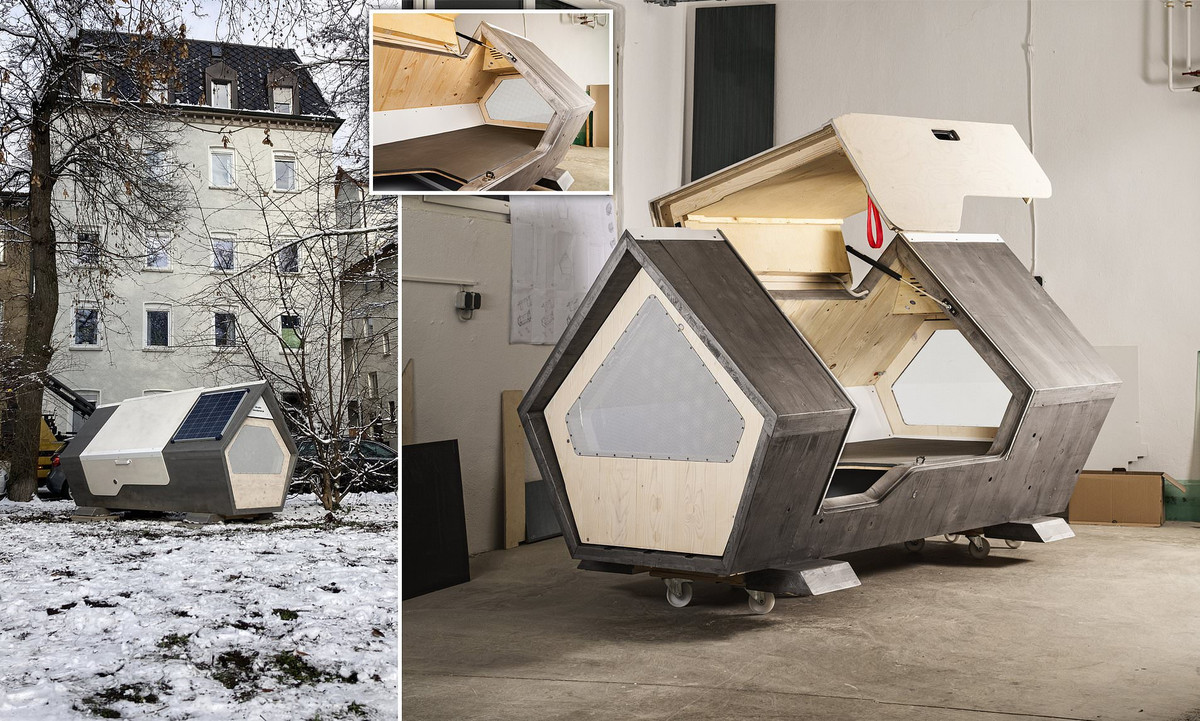 Lớp vỏ bên ngoài của phòng ngủ được làm bằng gỗ và thép.