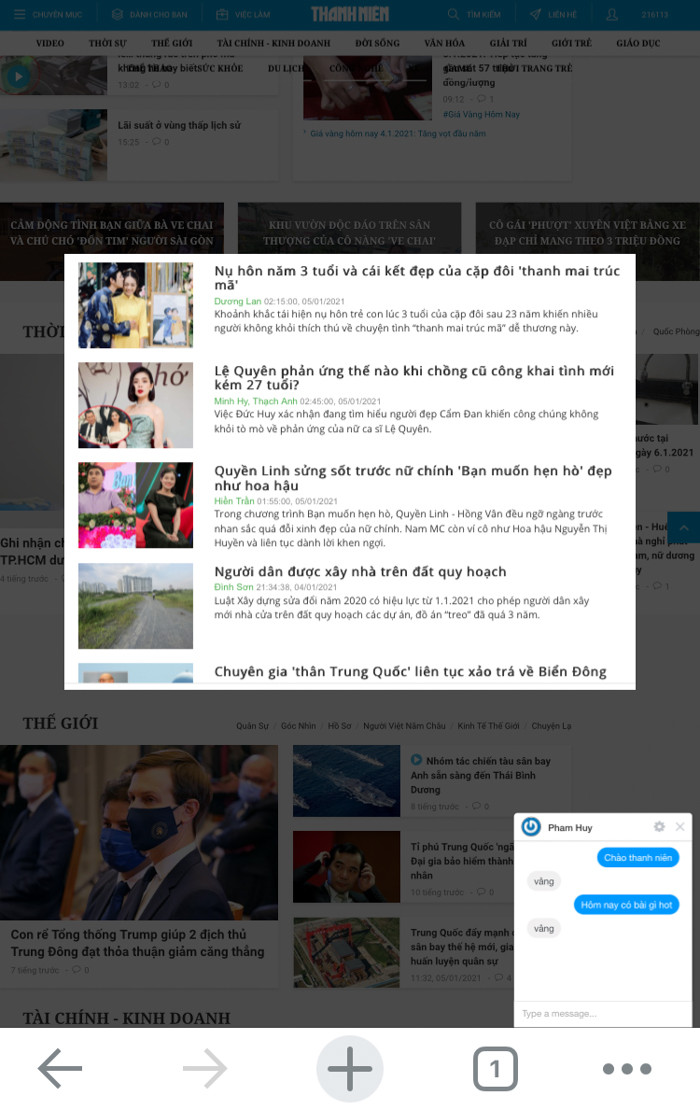 Trên giao diện Mobile, độc giả cũng hoàn toàn có thể trải nghiệm trợ lý ảo bằng thao tác chat do chưa tích hợp tương tác giọng nói.
