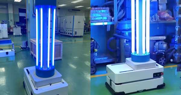 Tuy nhiên, loại ánh sáng này cũng có thể làm hỏng các tế bào da và mắt. Vì vậy trong lúc robot làm nhiệm vụ, không gian phải đảm bảo không có người.