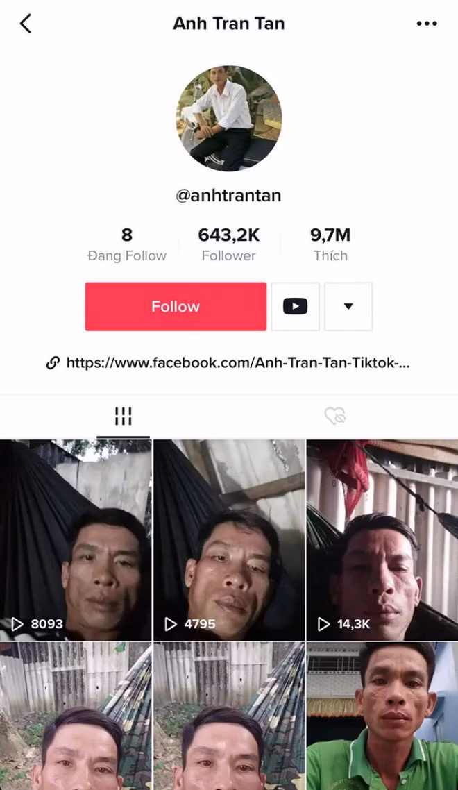 Anh chỉ nhìn chằm chằm vào ống kính điện thoại trên nền nhạc một bài hát hoặc hiệu ứng âm thanh có sẵn trên ứng dụng. Nội dung chẳng có gì đặc sắc thậm chí là vô cùng nhạt nhẽo này lại thu hút hàng trăm nghìn đến hàng chục triệu lượt xem.