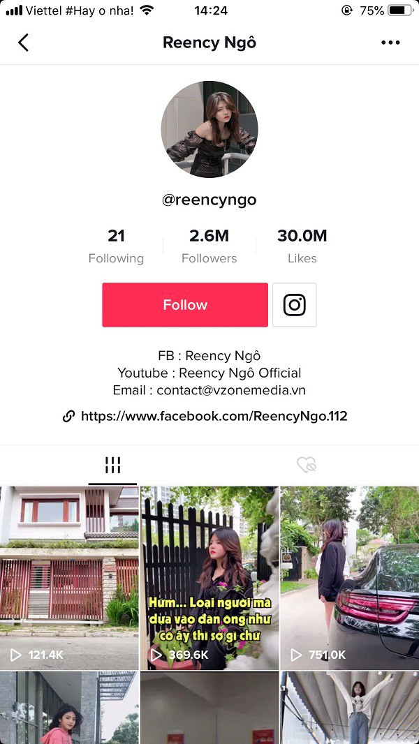 Đây cũng là một trong số những nữ Tiktoker hot nhất hiện nay với lượng người theo dõi lên đến 2,6 triệu. Người xem ấn tượng với Reency bởi các series phim ngắn trên TikTok.