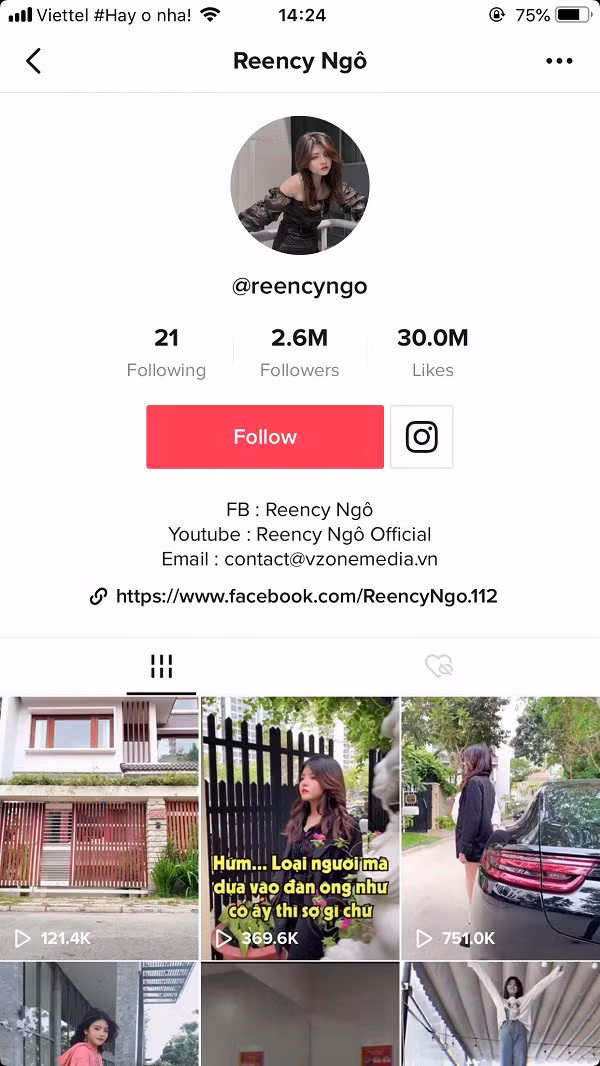 Đây cũng là một trong số những nữ Tiktoker hot nhất hiện nay với lượng người theo dõi lên đến 2,6 triệu. Người xem ấn tượng với Reency bởi các series phim ngắn trên TikTok.