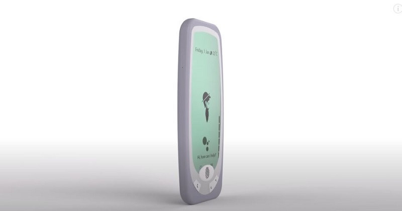 Phía trước là một màn hình đen trắng tràn viền và gần như là chiếm toàn bộ phần mặt trước.