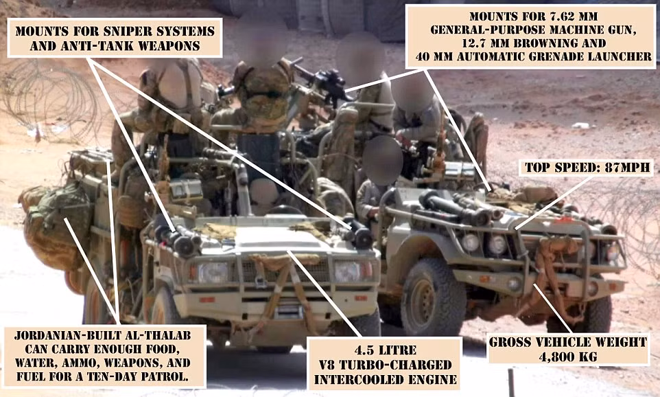 Xe Al-Thalab cũng trang bị hệ thống bắn tỉa, vũ khí chống tăng, súng máy và súng phóng lựu đạn tự động.