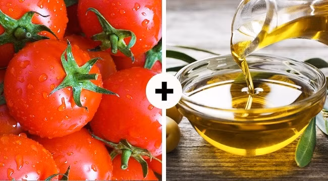 Cà chua và dầu ô liu giúp cải thiện hoạt động của tim và mạch máu. Hơn nữa, nó còn ngăn ngừa xơ vữa động mạch và sự hình thành các khối u ác tính. Khi được hấp thụ cùng với chất béo, lycopene sẽ càng dễ dàng được cơ thể đón nhận hơn.