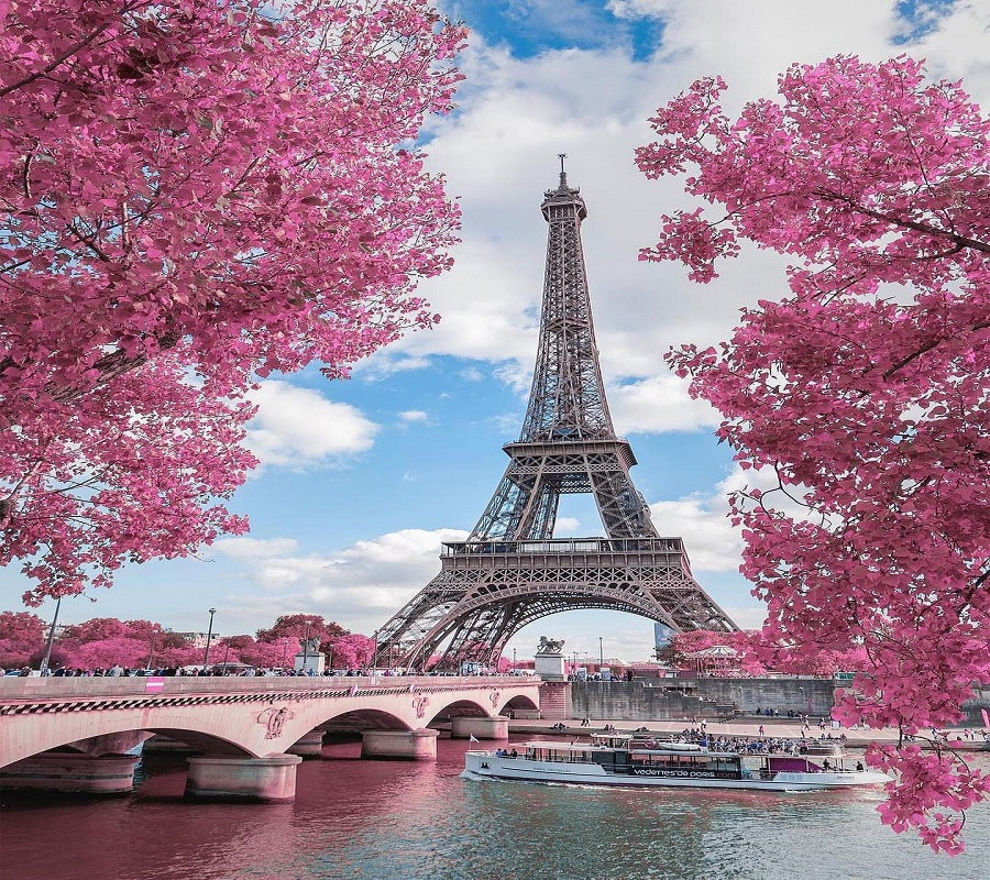 Tháp Eiffel được xây dựng tại thủ đô Paris nước Pháp, do kỹ sư Gustave Eiffel và các đồng nghiệp của mình thiết kế và xây dựng từ năm 1887 tới năm 1889 nhân dịp kỷ niệm 100 năm Cách mạng Pháp (1789). Ảnh: Daily Mail.