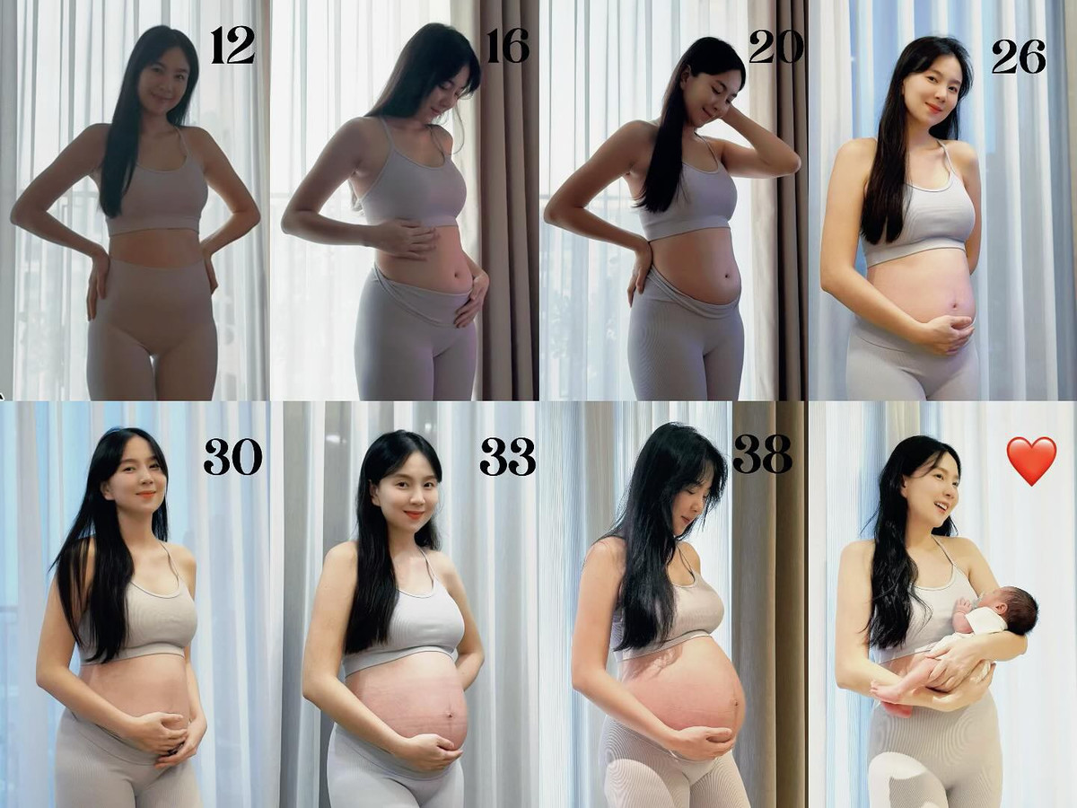MC Mai Ngọc chia sẻ bức ảnh tóm tắt hành trình mang thai của mình. Ảnh: FB Mai Ngọc