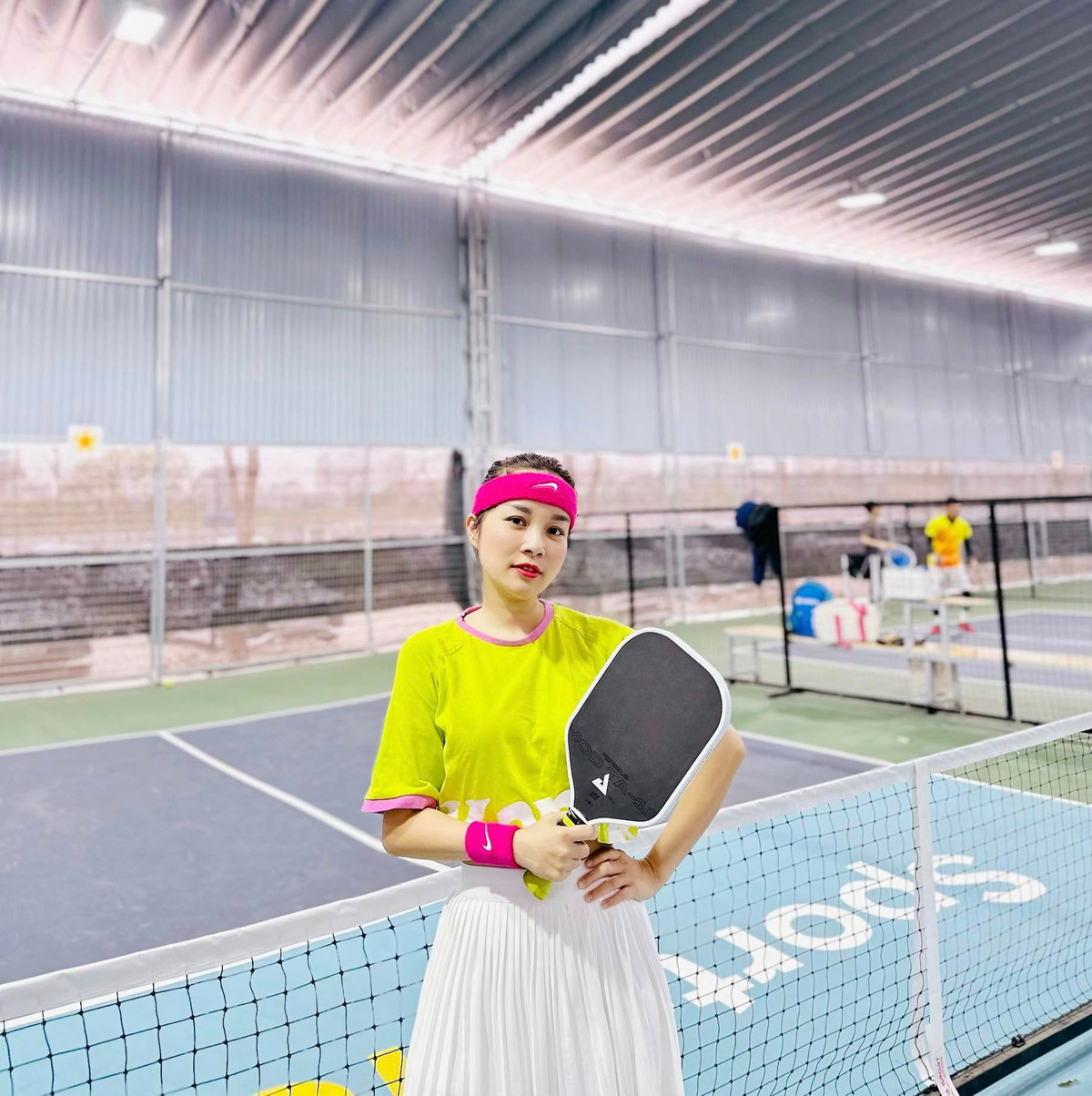 Minh Hương rất hào hứng với môn thể thao pickleball. Ảnh: FB Le Minh Huong