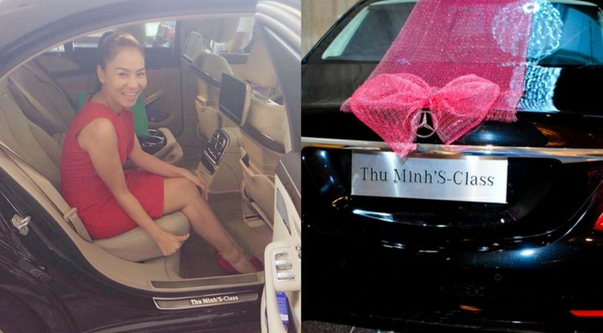 Thu Minh được ông xã tặng xế hộp 8 tỷ đồng vào năm 2020. Nữ ca sĩ cũng là một trong số những sao Việt đầu tiên sở hữu xe hơi Mercedes S500 có tên riêng. Ảnh: FB Thu Minh Vu