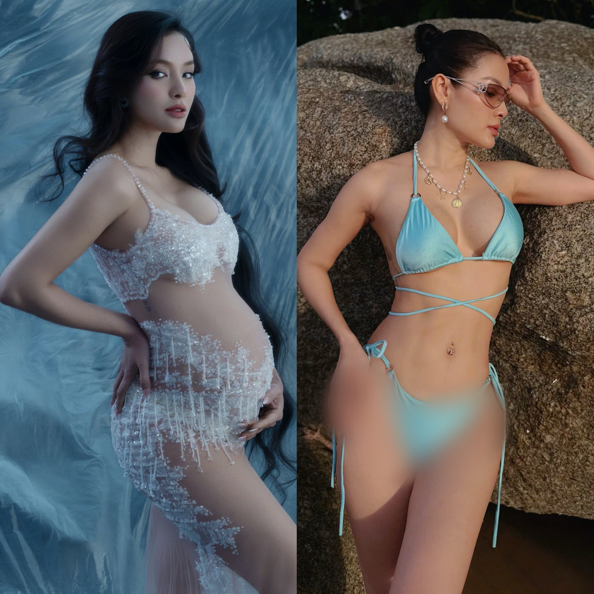 Nữ diễn viên cho biết: "Hành trình từ cơ bụng số 0 đến cơ bụng số 11 của mẹ bỉm sau hơn 3 tháng sinh Loka". Ảnh: FB Phương Trinh Jolie