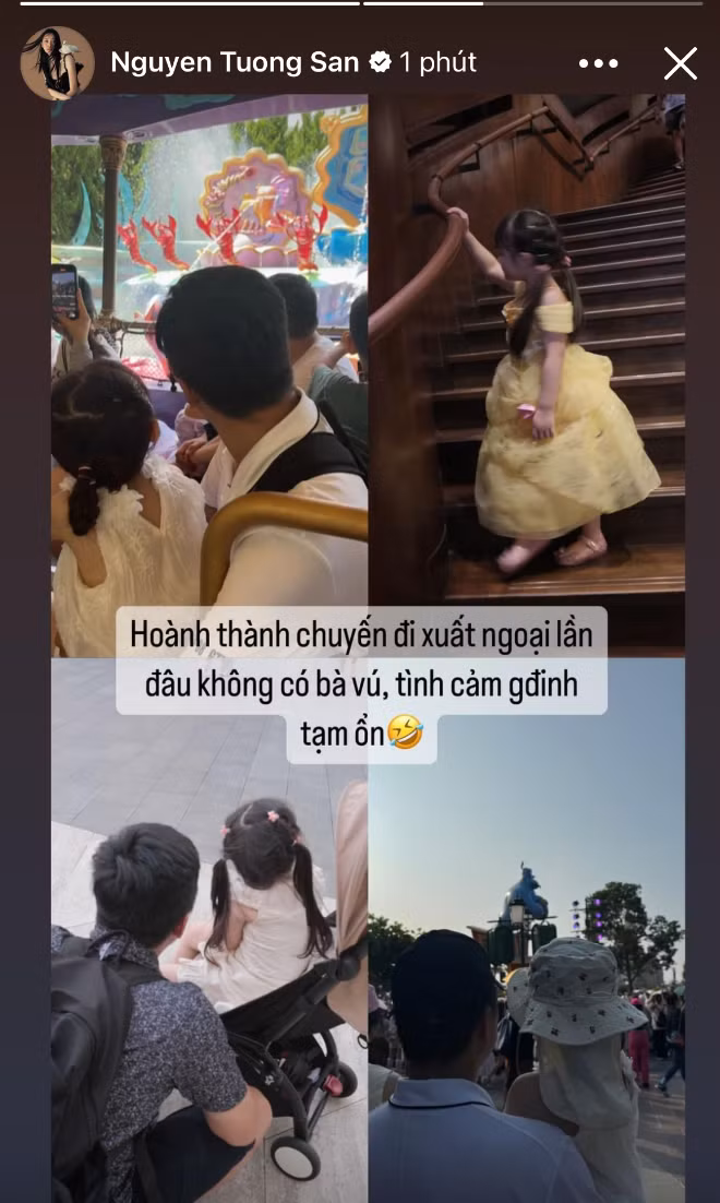 Nam đại gia còn chăm sóc con để vợ tận hưởng chuyến du lịch nước ngoài. Ảnh: chụp màn hình