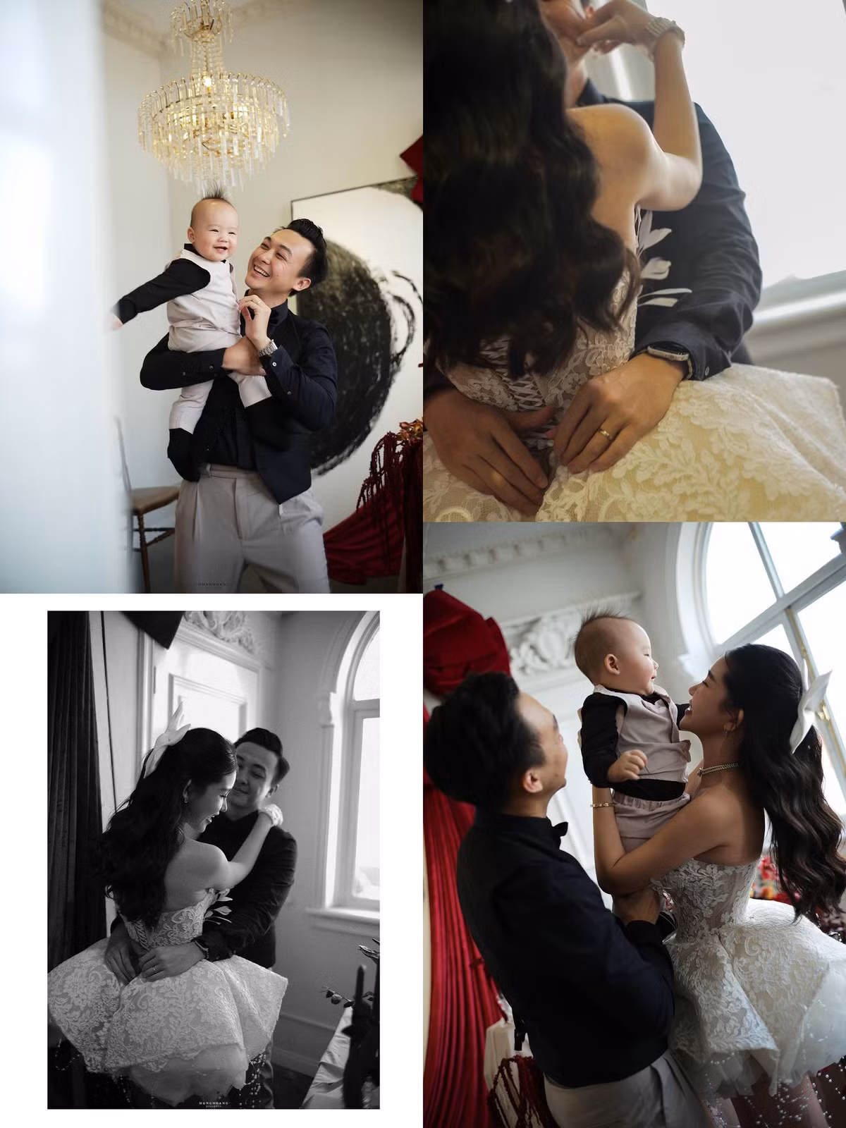 Lê Âu Ngân Anh kỷ niệm 2 năm ngày cưới bằng bộ hình đáng yêu bên chồng con. Ảnh: FB Lê Âu Ngân Anh