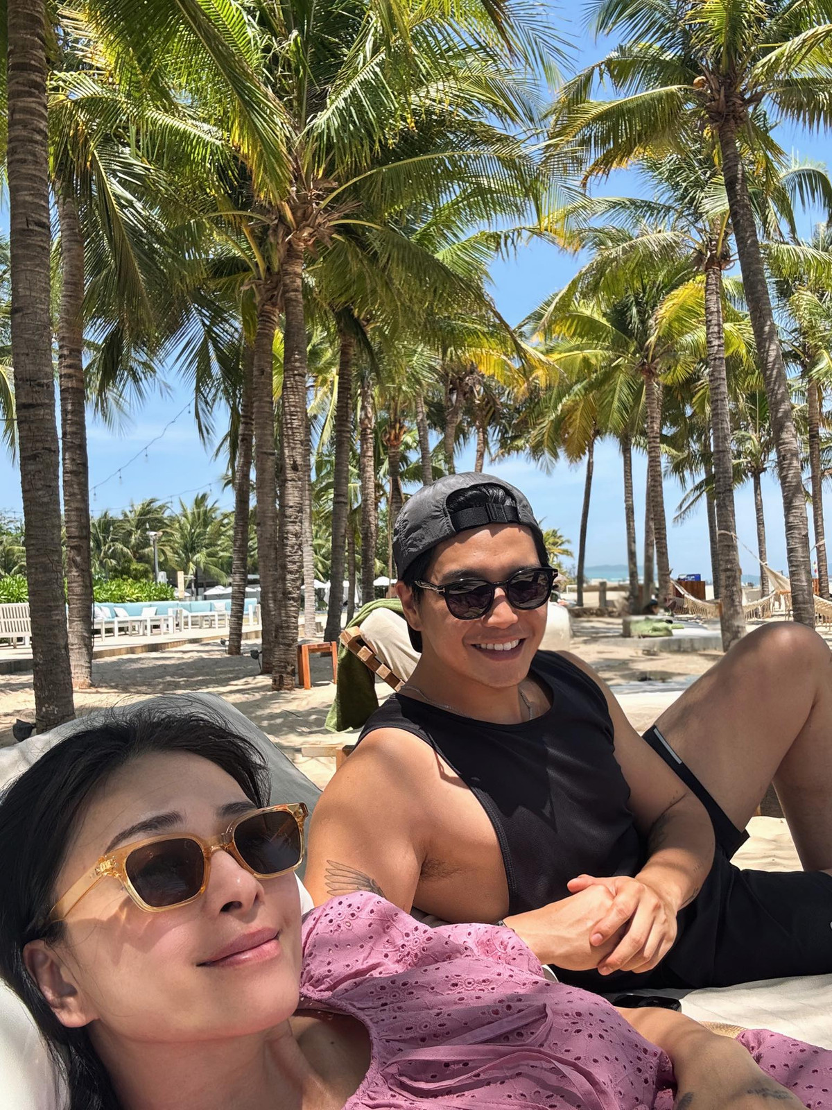 Ngô Thanh Vân và ông xã du lịch ở một resort sang trọng tại Hồ Tràm (Bà Rịa - Vũng Tàu). Ảnh: FB Huy Trần